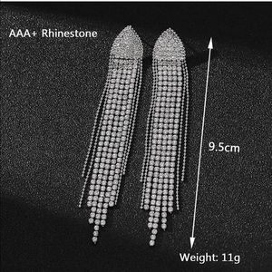 Silver color crystal teardrop chandelier earrings